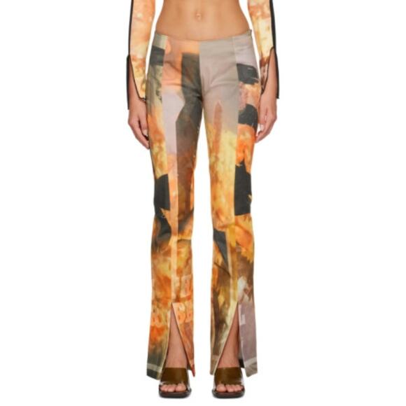 Elliss Orange Sunflower Jeans Print Multi Graphic Size Large NWT Organic Cotton